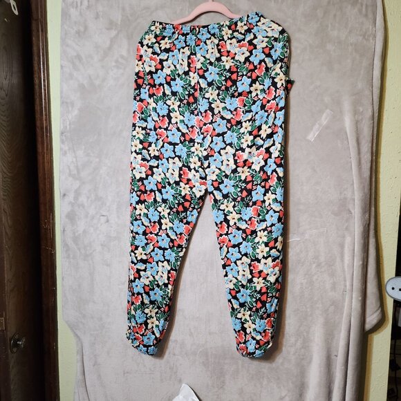 Zara Parachute Floral boho Chic Comfort relaxed fit Medium elastic waist pants - Picture 2 of 6